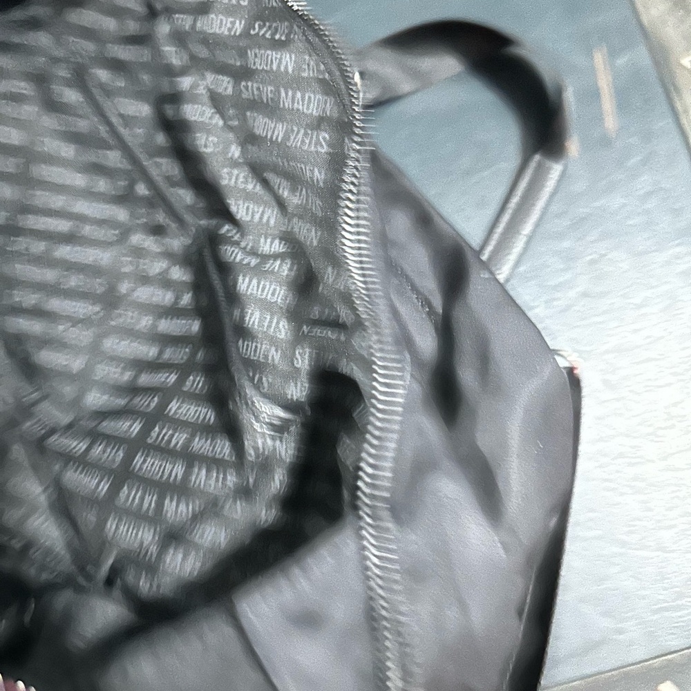 Steve Madden Black Logo Lined Tote - Picture 3 of 8